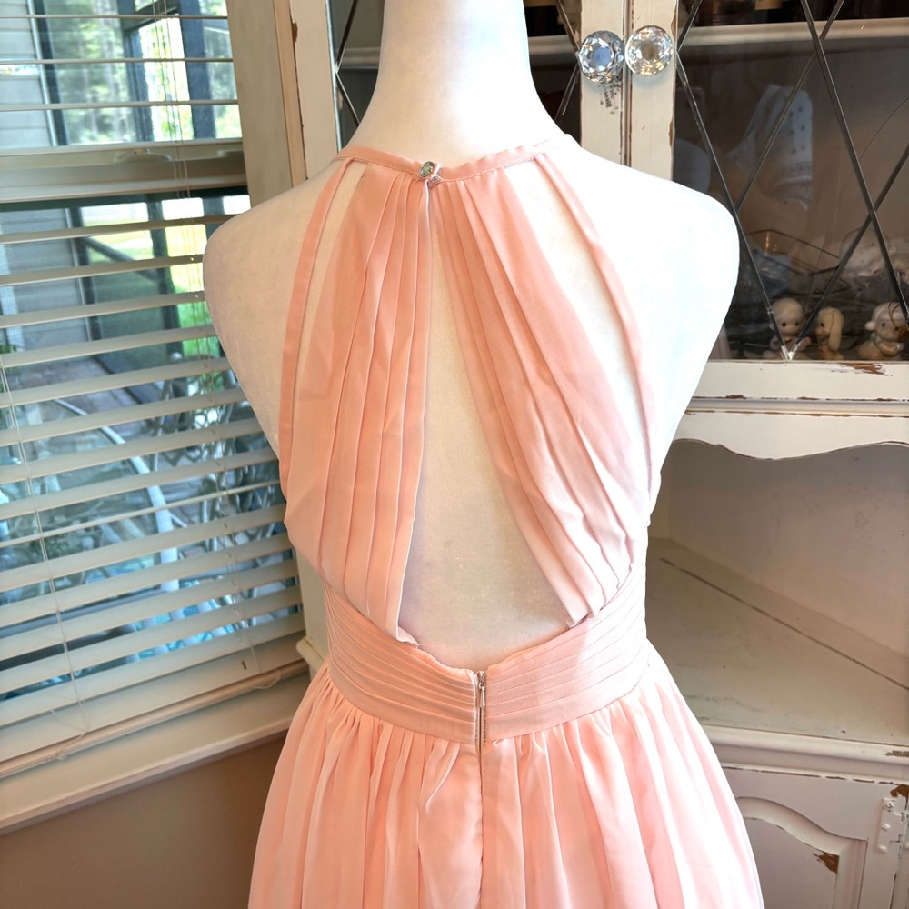 NEW, Peach Dress, Peach Prom Dress, Chiffon Dress, Halter Dress, NWOT Size L/12 - Picture 7 of 9